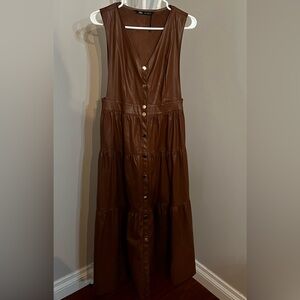 Zara faux leather Brown Sleeveless Midi Dress